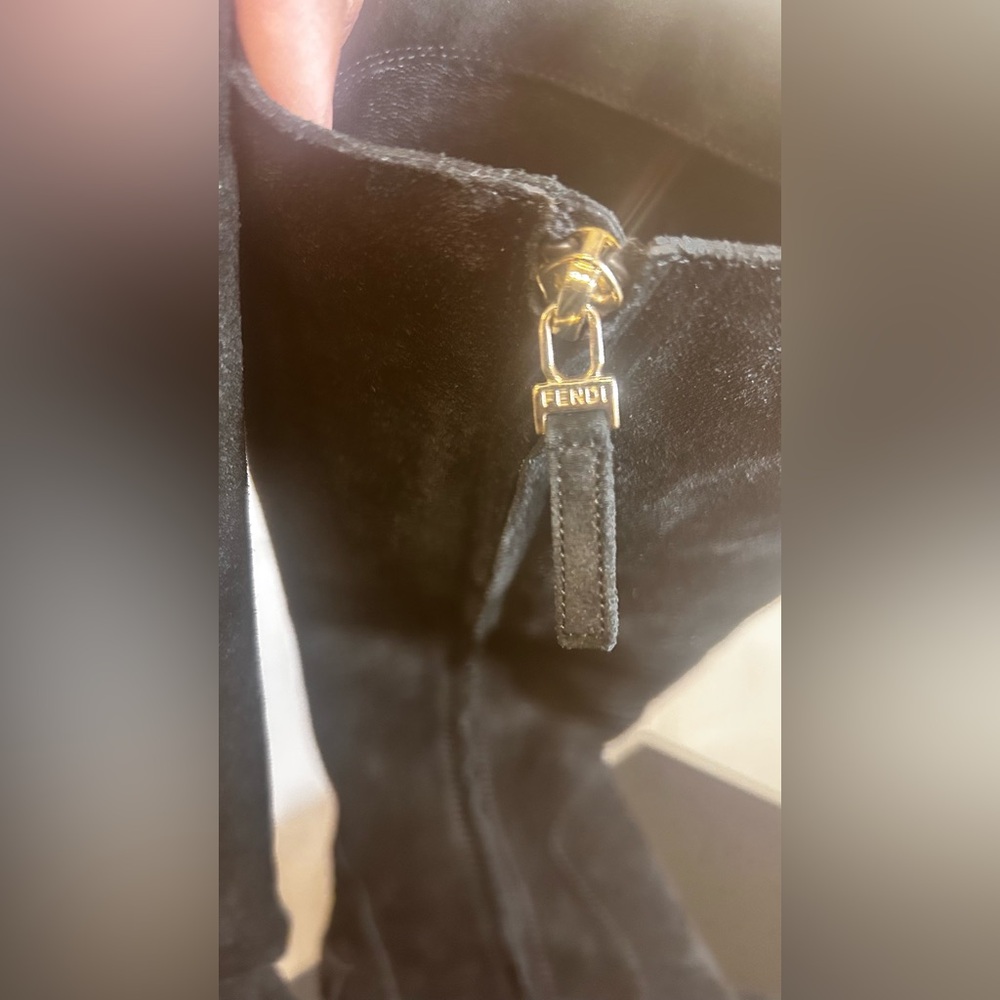 *SOLD*Authentic Fendi Black Suede Cathy Tall Wedge Boots - Picture 9 of 15